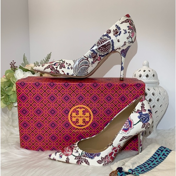 Tory Burch Penelope 85mm Leather Floral Pumps Size 8 EUC - Picture 13 of 13